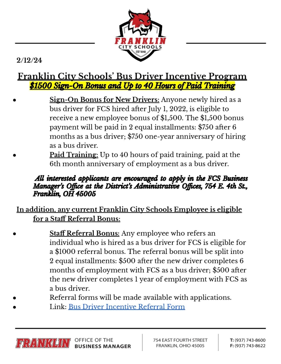 Press release about the bus driver incentive program.